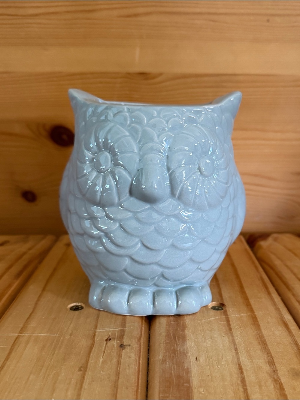 Gray Ceramic Owl Planter/Pen Holder Home Art Decor